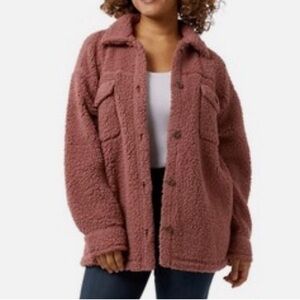 32 Degrees Cozy Fleece Oversized Shirt Jacket in Size M/L - Pink NWT